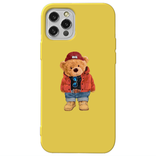 Apple iPhone 13 Pro Bear in a hat Yellow Colored Silicone TPU Θήκη