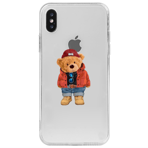 Apple iPhone Xs Bear in a hat Transparent Silicone TPU Θήκη