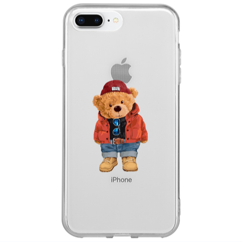 Apple iPhone 7 Plus Bear in a hat Transparent Silicone TPU Θήκη