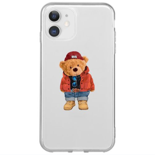 Apple iPhone 12 Mini Bear in a hat Transparent Silicone TPU Θήκη