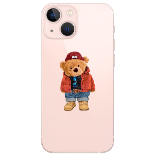 Apple iPhone 13 Mini Bear in a hat Transparent Silicone TPU Θήκη