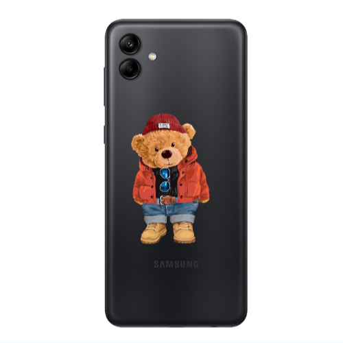 Samsung A04 Bear in a hat Transparent Silicone TPU Θήκη