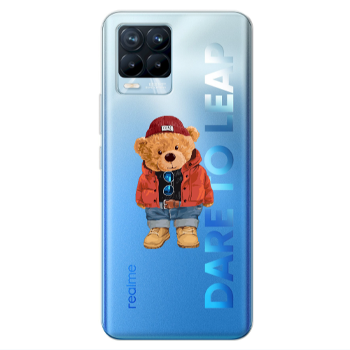 Realme 8 Pro Bear in a hat Transparent Silicone TPU Θήκη