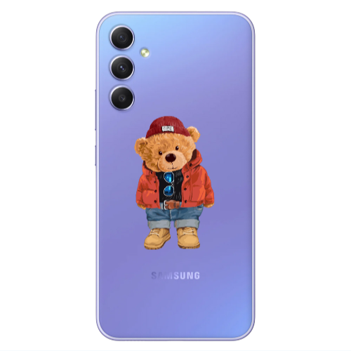 Samsung A34 Bear in a hat Transparent Silicone TPU Θήκη