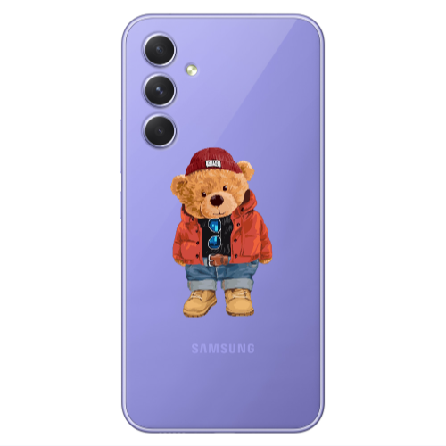 Samsung A54 Bear in a hat Transparent Silicone TPU Θήκη