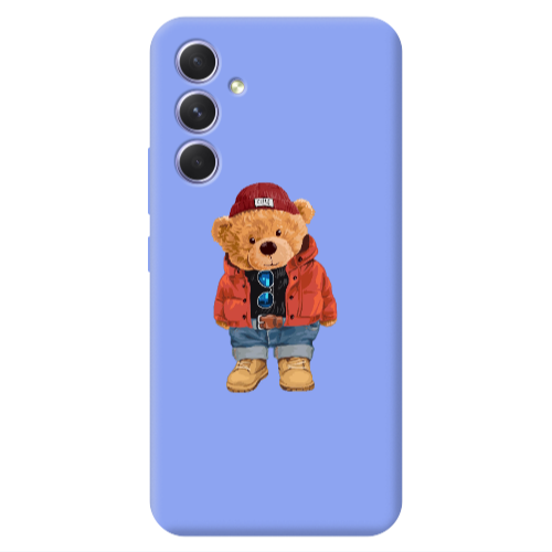 Samsung A54 Bear in a hat Light Purple Colored Silicone TPU Θήκη