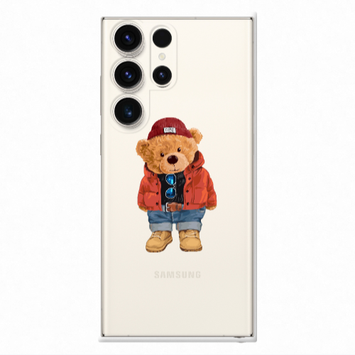 Samsung S23 Ultra Bear in a hat Transparent Silicone TPU Θήκη