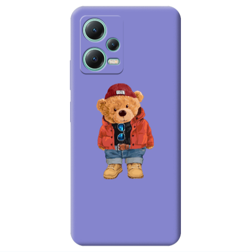 Xiaomi Redmi Note 12 Pro 5G Bear in a hat Purple Colored Silicone TPU Θήκη
