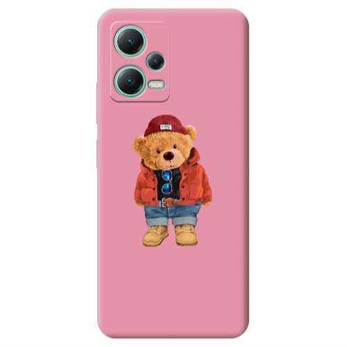 Xiaomi Redmi Note 12 Pro 5G Bear in a hat Pink Colored Silicone TPU Θήκη