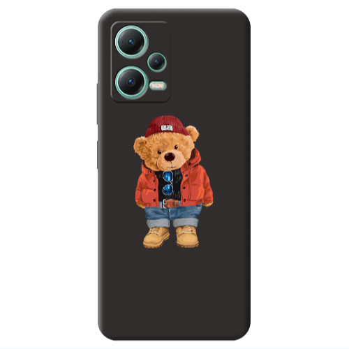 Xiaomi Redmi Note 12 Pro 5G Bear in a hat Black Colored Silicone TPU Θήκη