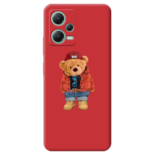 Xiaomi Redmi Note 12 Pro 5G Bear in a hat Red Colored Silicone TPU Θήκη