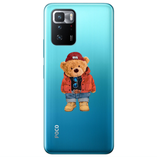 Xiaomi Poco X3 GT Bear in a hat Transparent Silicone TPU Θήκη