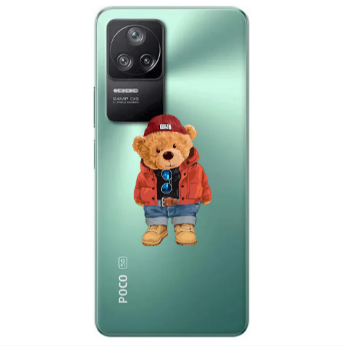 Xiaomi Poco F4 Bear in a hat Transparent Silicone TPU Θήκη