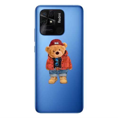 Xiaomi Poco C40 Bear in a hat Transparent Silicone TPU Θήκη