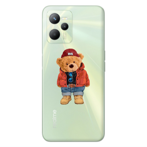 Realme C35 Bear in a hat Transparent Silicone TPU Θήκη
