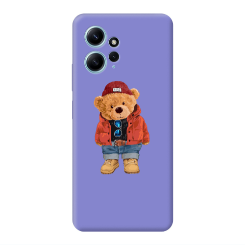Xiaomi Redmi Note 12 4G Bear in a hat Purple Colored Silicone TPU Θήκη