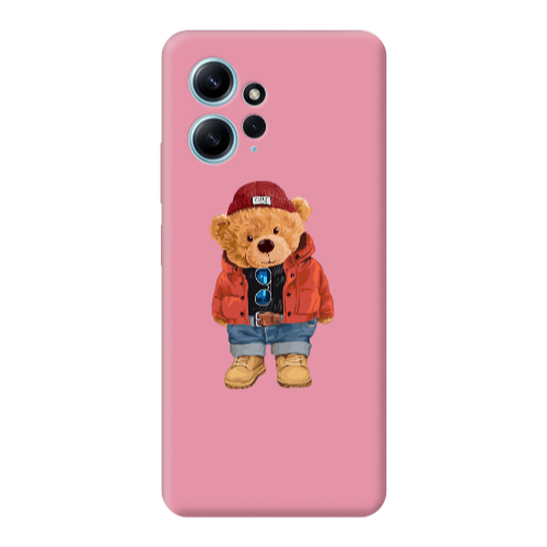 Xiaomi Redmi Note 12 4G Bear in a hat Pink Colored Silicone TPU Θήκη