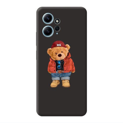 Xiaomi Redmi Note 12 4G Bear in a hat Black Colored Silicone TPU Θήκη