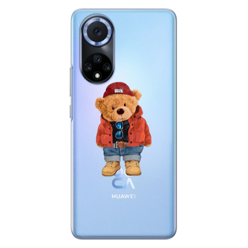 Huawei Nova 9 Bear in a hat Transparent Silicone TPU Θήκη
