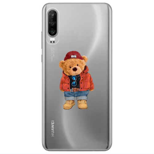Huawei P30 Bear in a hat Transparent Silicone TPU Θήκη