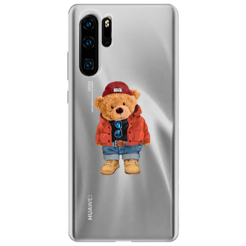 Huawei P30 Pro Bear in a hat Transparent Silicone TPU Θήκη