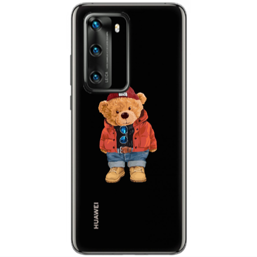 Huawei P40 Bear in a hat Transparent Silicone TPU Θήκη