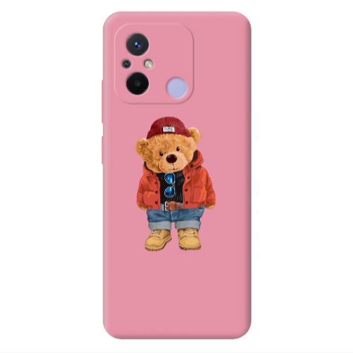 Xiaomi Redmi 12C Bear in a hat Pink Colored Silicone TPU Θήκη
