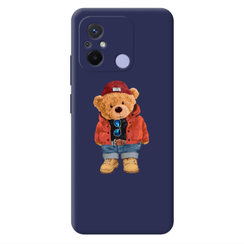Xiaomi Redmi 12C Bear in a hat Dark blue Colored Silicone TPU Θήκη