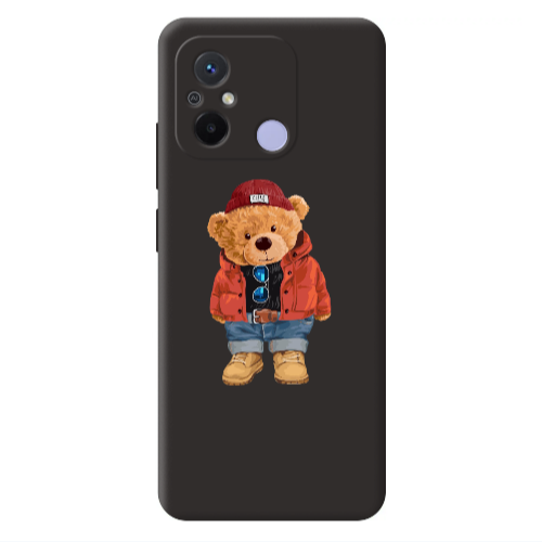 Xiaomi Redmi 12C Bear in a hat Black Colored Silicone TPU Θήκη