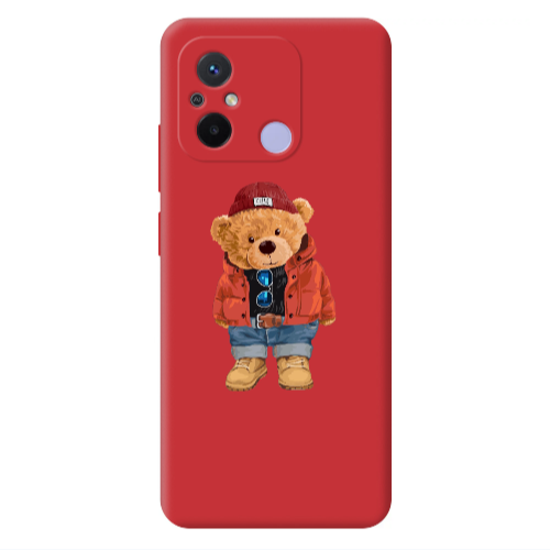 Xiaomi Redmi 12C Bear in a hat Red Colored Silicone TPU Θήκη