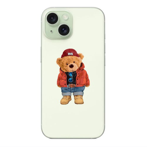 Apple iPhone 15 Bear in a hat Transparent Silicone TPU Θήκη