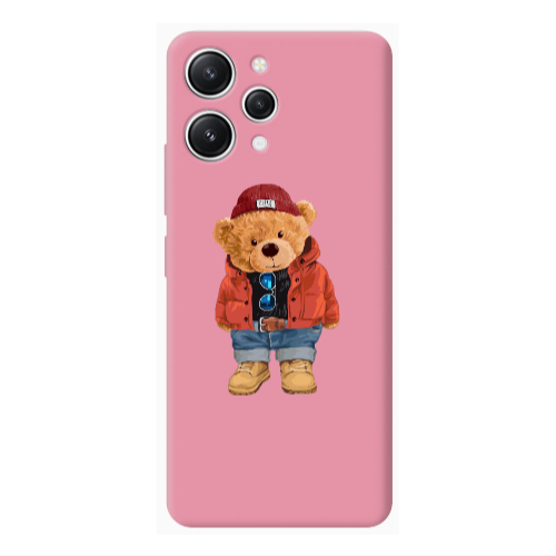 Xiaomi Redmi 12 Bear in a hat Pink Colored Silicone TPU Θήκη