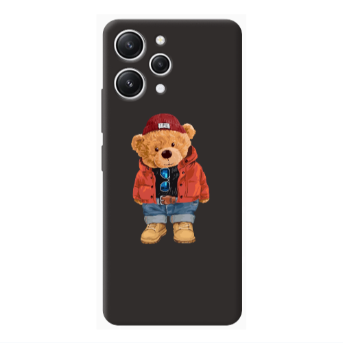 Xiaomi Redmi 12 Bear in a hat Black Colored Silicone TPU Θήκη