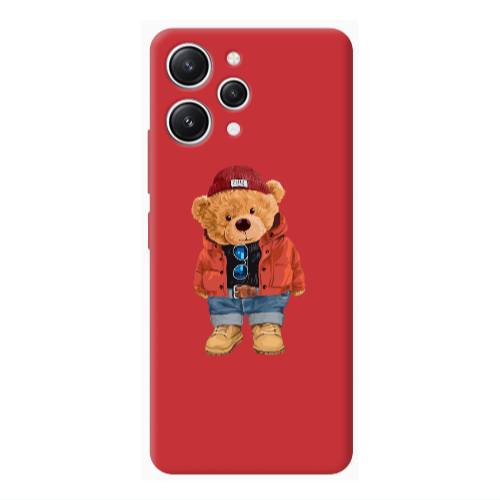 Xiaomi Redmi 12 Bear in a hat Red Colored Silicone TPU Θήκη