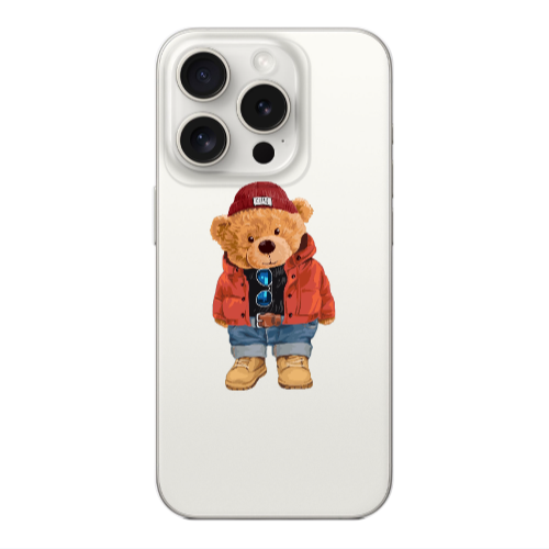 Apple iPhone 15 Pro Max Bear in a hat Transparent Silicone TPU Θήκη