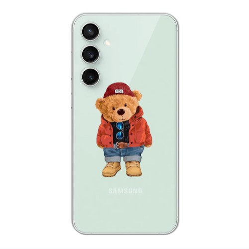 Samsung S23FE Bear in a hat Transparent Silicone TPU Θήκη