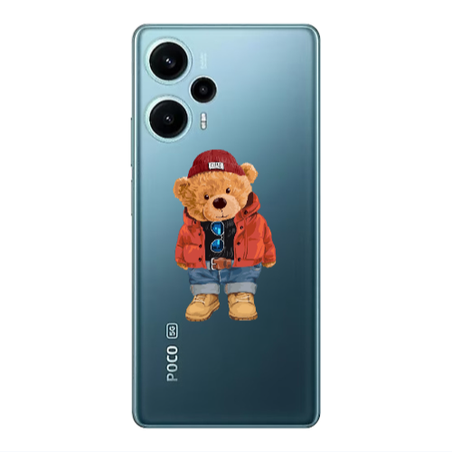 Xiaomi Poco F5 Bear in a hat Transparent Silicone TPU Θήκη