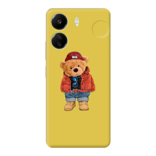 Xiaomi Redmi 13C Bear in a hat Yellow Colored Silicone TPU Θήκη