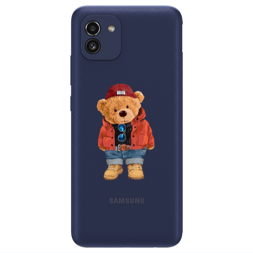 Samsung A03 Bear in a hat Transparent Silicone TPU Θήκη