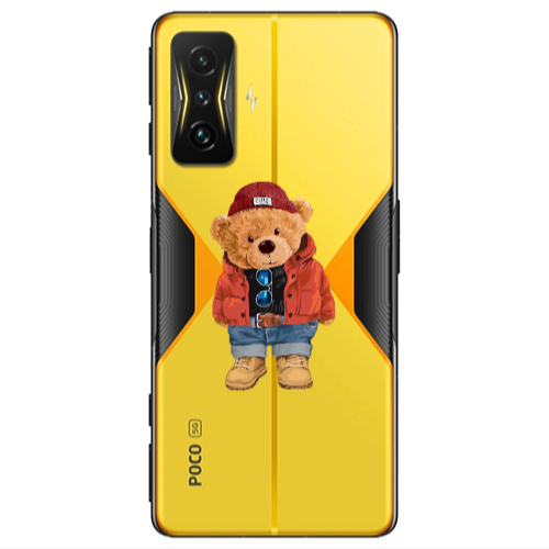 Xiaomi Poco F4 Gt Bear in a hat Transparent Silicone TPU Θήκη