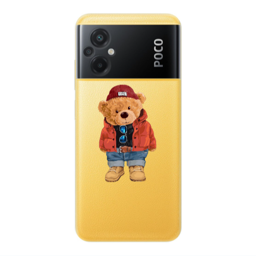 Xiaomi Poco M5 Bear in a hat Transparent Silicone TPU Θήκη