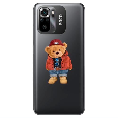 Xiaomi Poco M5 s Bear in a hat Transparent Silicone TPU Θήκη