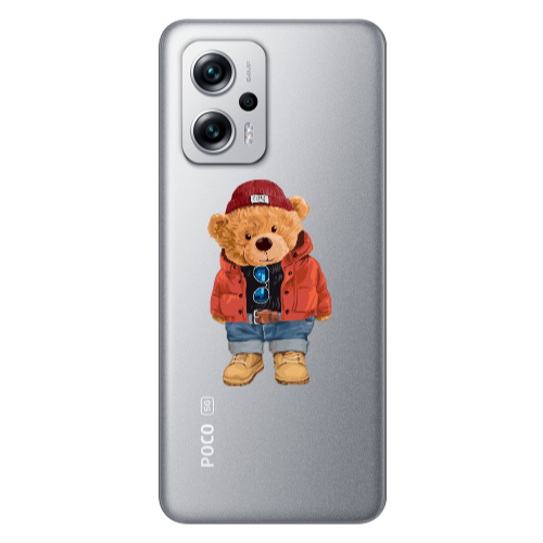 Xiaomi Poco X4 GT Bear in a hat Transparent Silicone TPU Θήκη