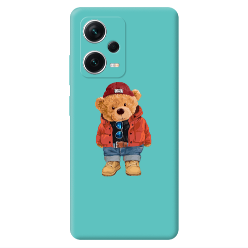 Xiaomi Poco X5 Bear in a hat Turquoise Colored Silicone TPU Θήκη