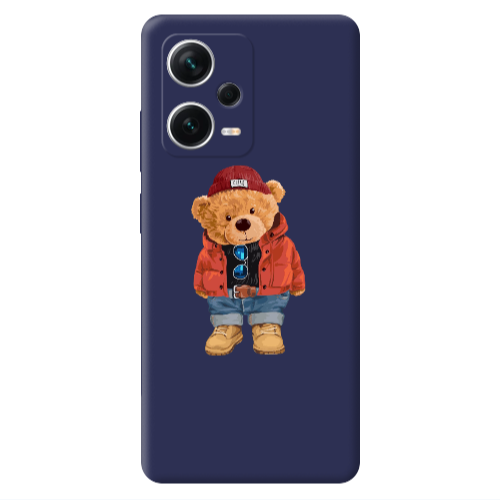 Xiaomi Poco X5 Bear in a hat Dark blue Colored Silicone TPU Θήκη