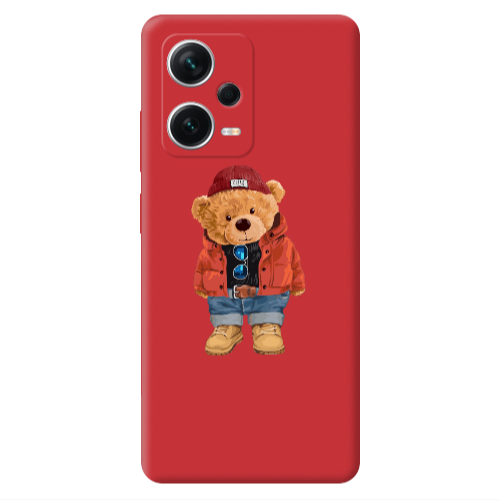 Xiaomi Poco X5 Bear in a hat Red Colored Silicone TPU Θήκη