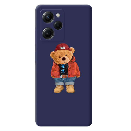 Xiaomi Poco X5 Pro Bear in a hat Dark blue Colored Silicone TPU Θήκη