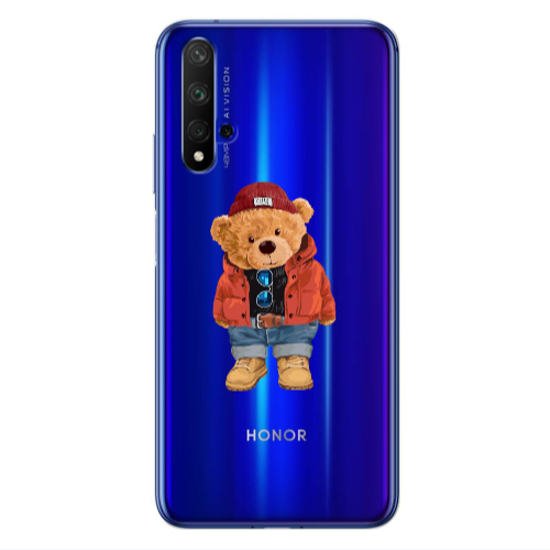 Huawei Nova 5 T Bear in a hat Transparent Silicone TPU Θήκη