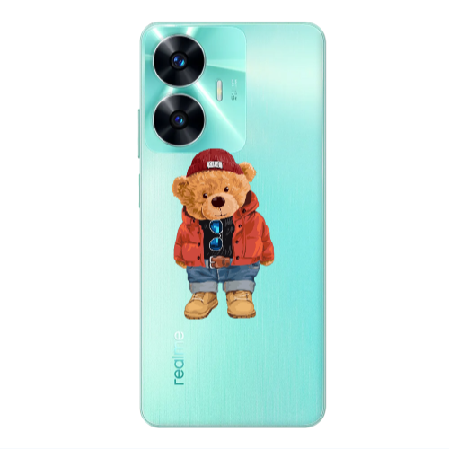 Realme C55 Bear in a hat Transparent Silicone TPU Θήκη