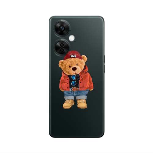 Oneplus Nord CE 3 Lite 5G Bear in a hat Transparent Silicone TPU Θήκη